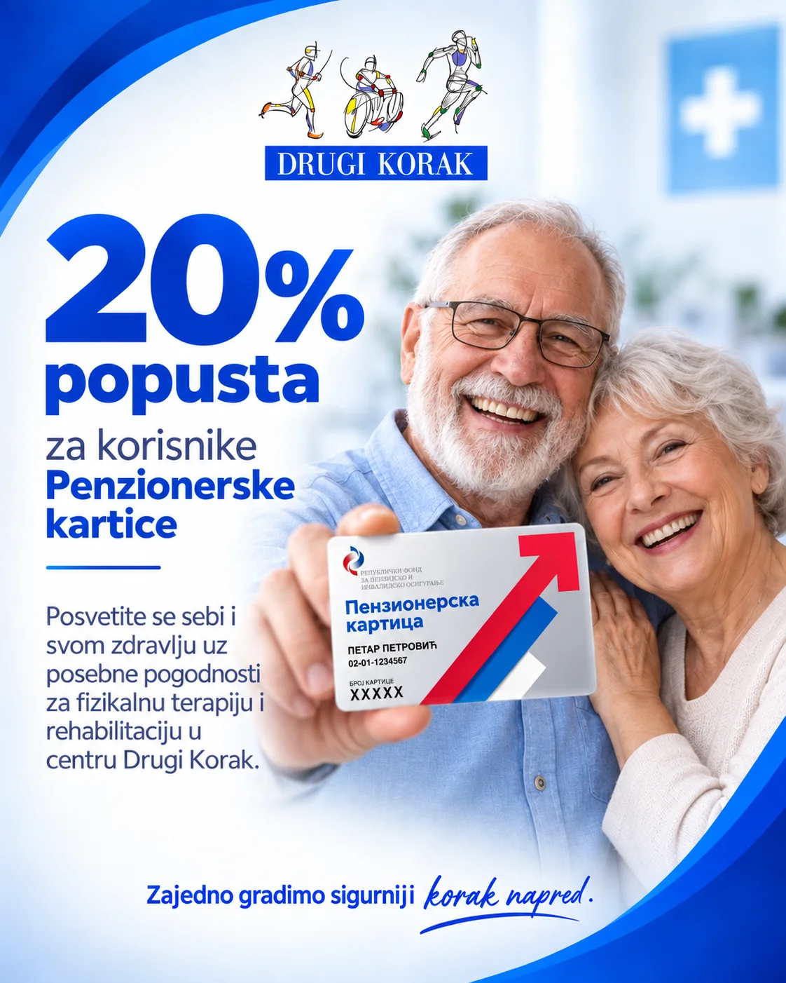 Penzionerska kartica – 20% popusta na fizikalnu terapiju i rehabilitaciju u centru Drugi Korak